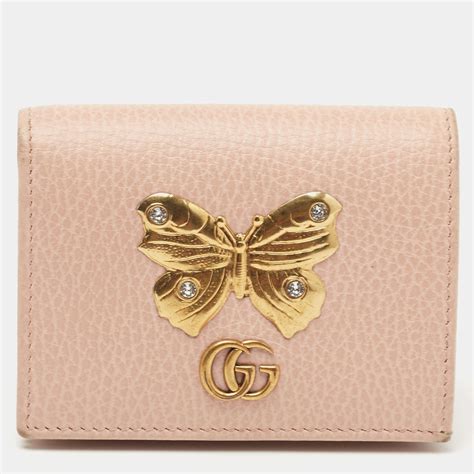 gucci pink wallet butterfly|gucci pink wallet on chain.